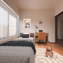 2階南西洋室 *室内実写にCGでカーテン、家具、絵画を配置しています。当物件には家具などは付帯しません。